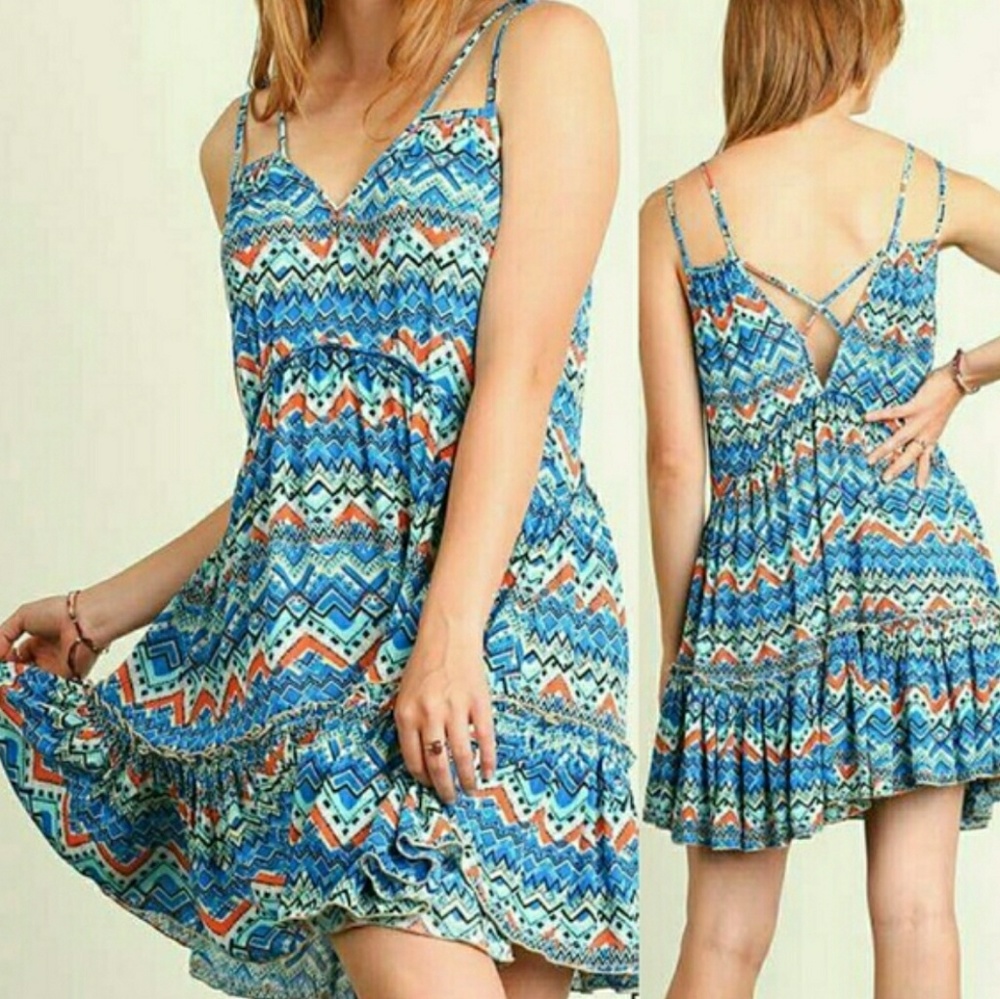 Umgee Aztec shift boho dress size medium